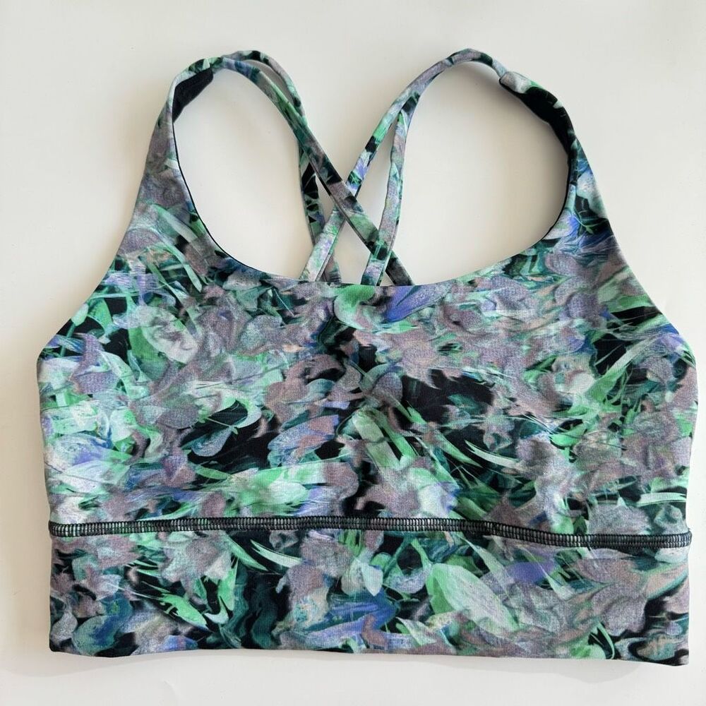Lululemon Energy Bra High Neck Long Line Medium Support B D Rapid Multi Size 6